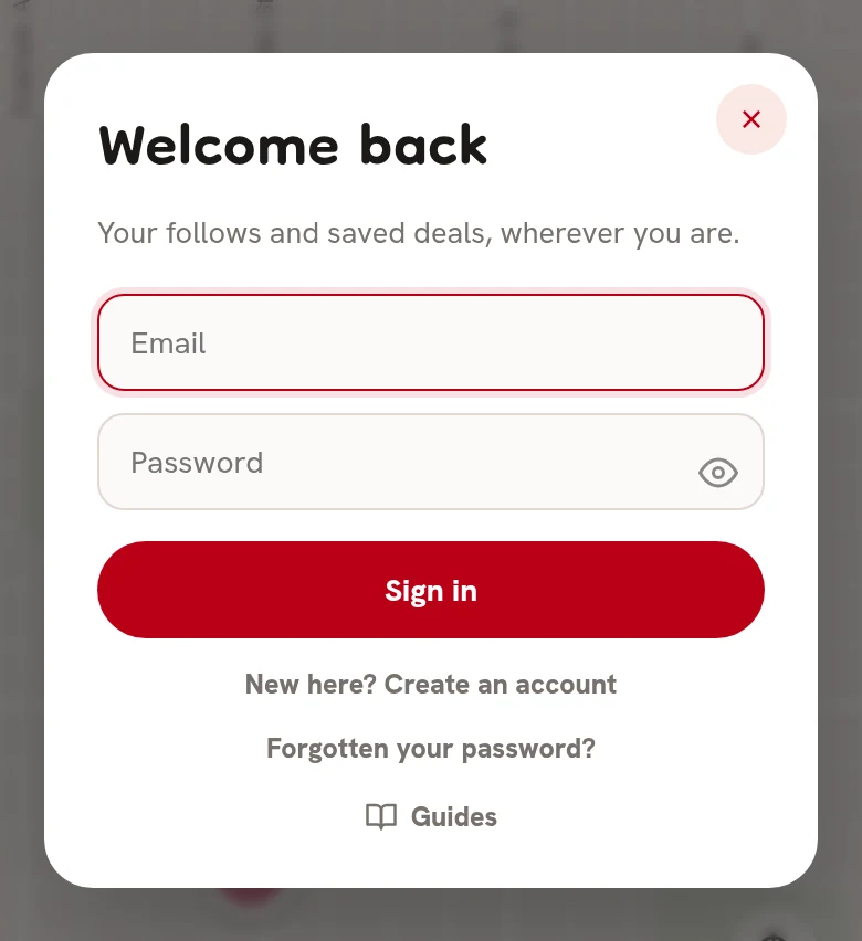 The Welcome back sign-in box