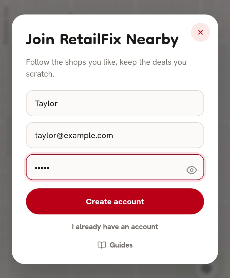 The Join RetailFix Nearby form