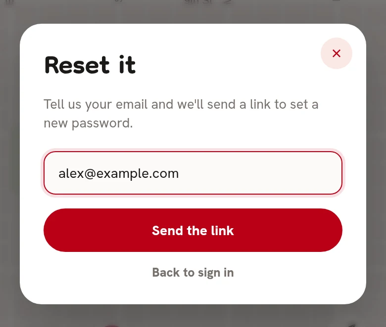 The Reset it form