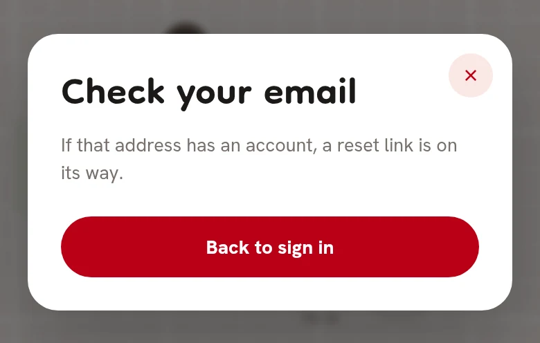 The Check your email message