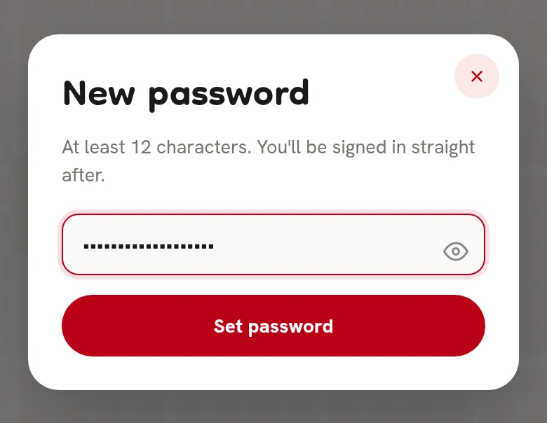 The New password box