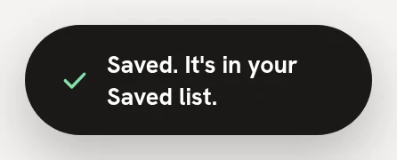 The Saved. It's in your Saved list. message