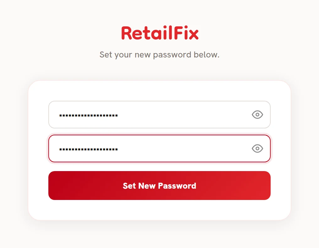 The Set your new password form