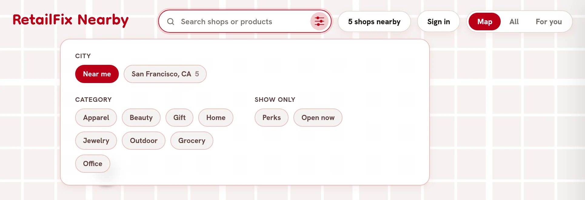 The Advanced search panel