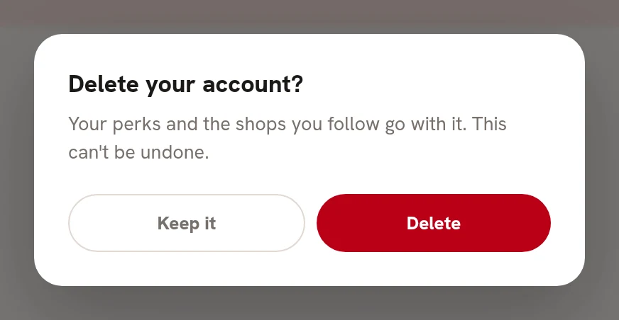 The Delete your account? question